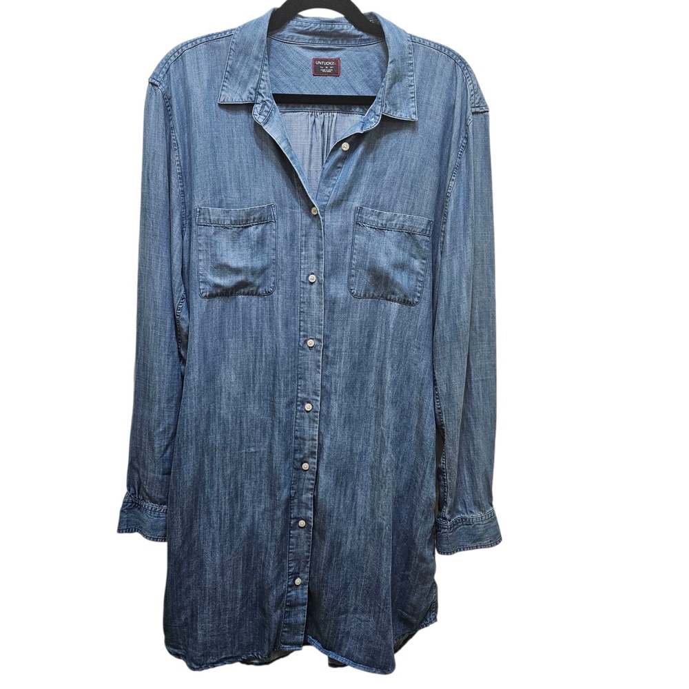 UNTUCKit Blue Denim Midi Shirt Dress